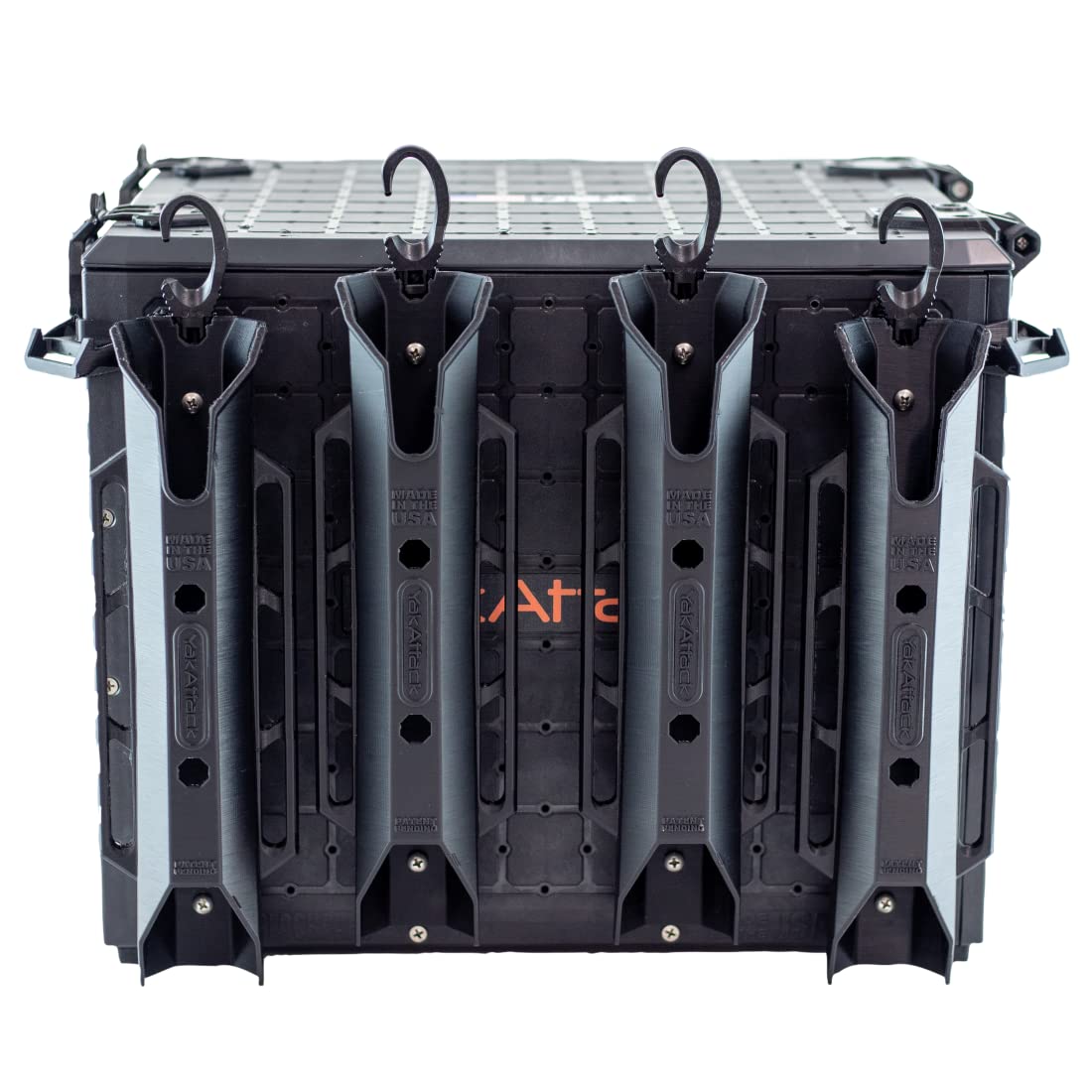 YakAttack 13" x 16" BlackPak Pro Kayak Fishing Crate with 4 Rod Holders - Black | Tackle Storage Box & Gear Organizer for Kayaks | Lightweight, Durable & Customizable Marine Accessory | Made in USA