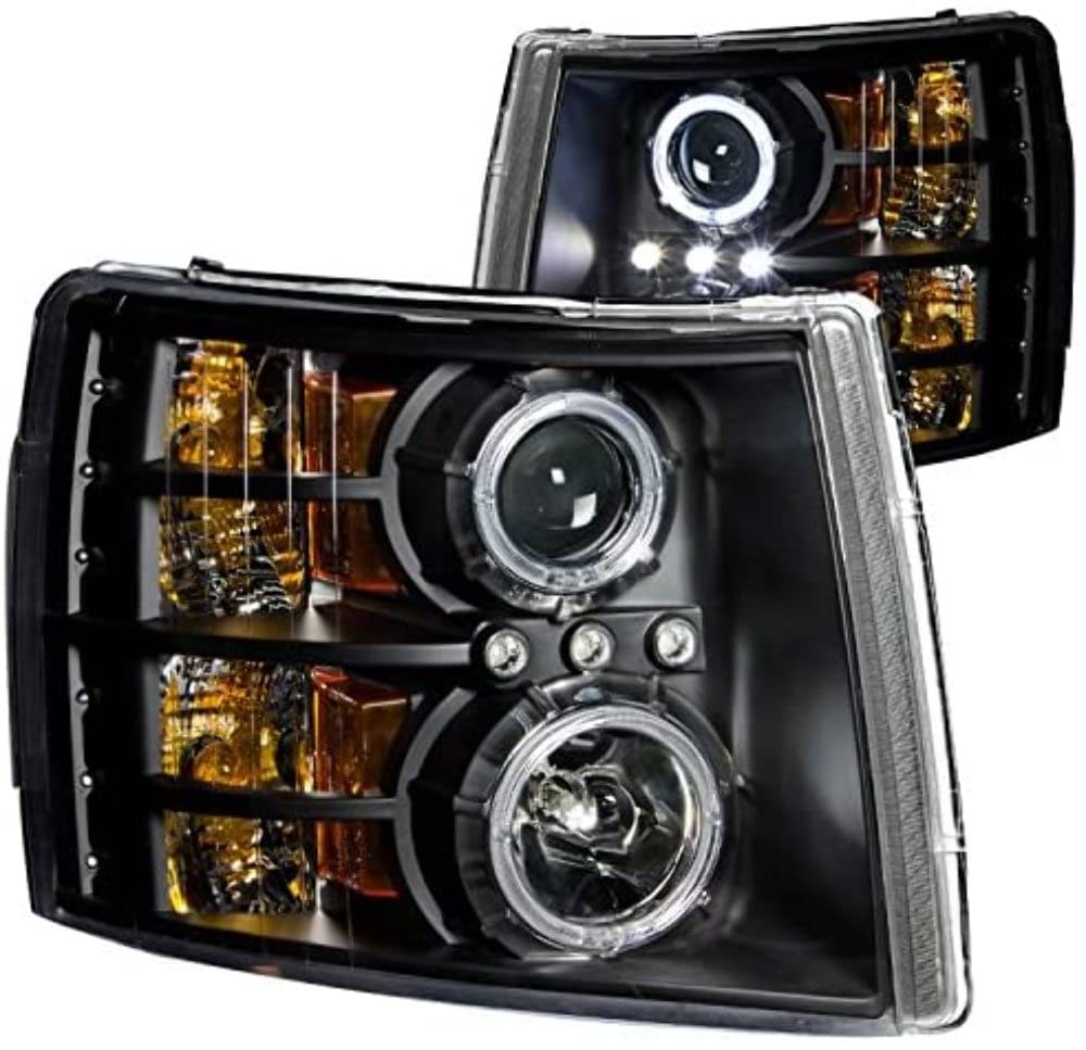Projector Headlight Set ANZO USA w/CCFL Halo-Black