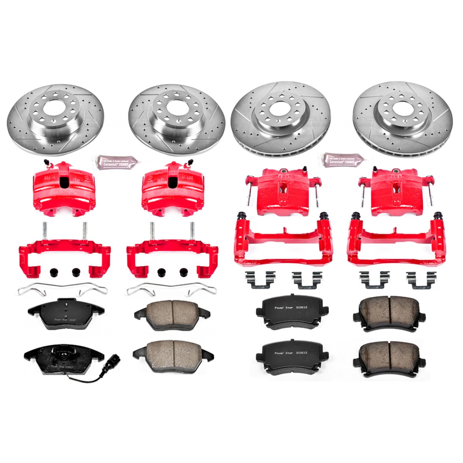 Power Stop 1-Click Performance Brake Kit KC2260B with Caliper For Audi A3 2009, Audi A3 Quattro 2006-2009 [Model Specific]