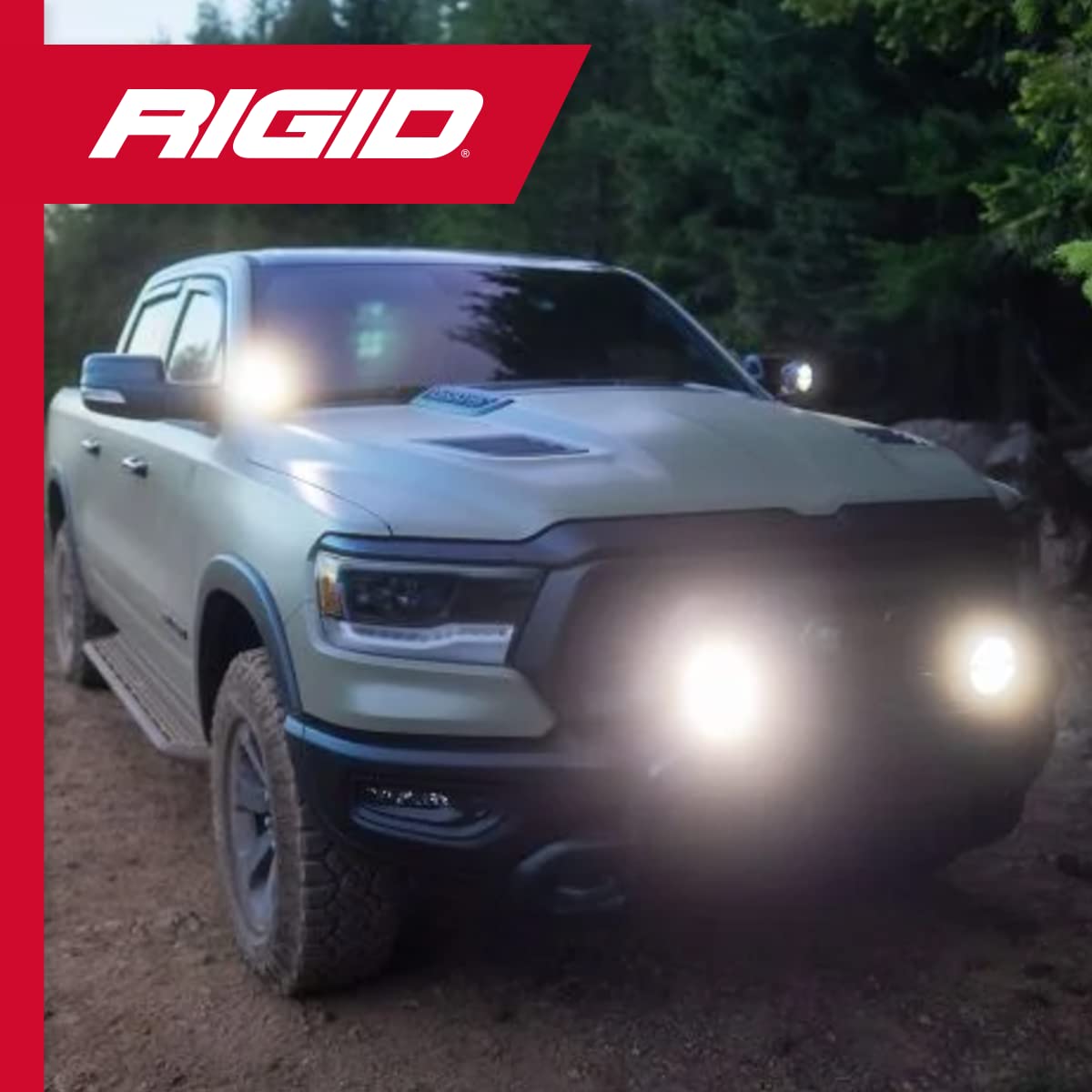 A-Pillar LED Light Mount RIGID INDUSTRIES Fits 2019+ Dodge Ram 1500 - Includes Rigid 360-Series Drive Optics With Amber Back lighting and Amber & Black Covers
