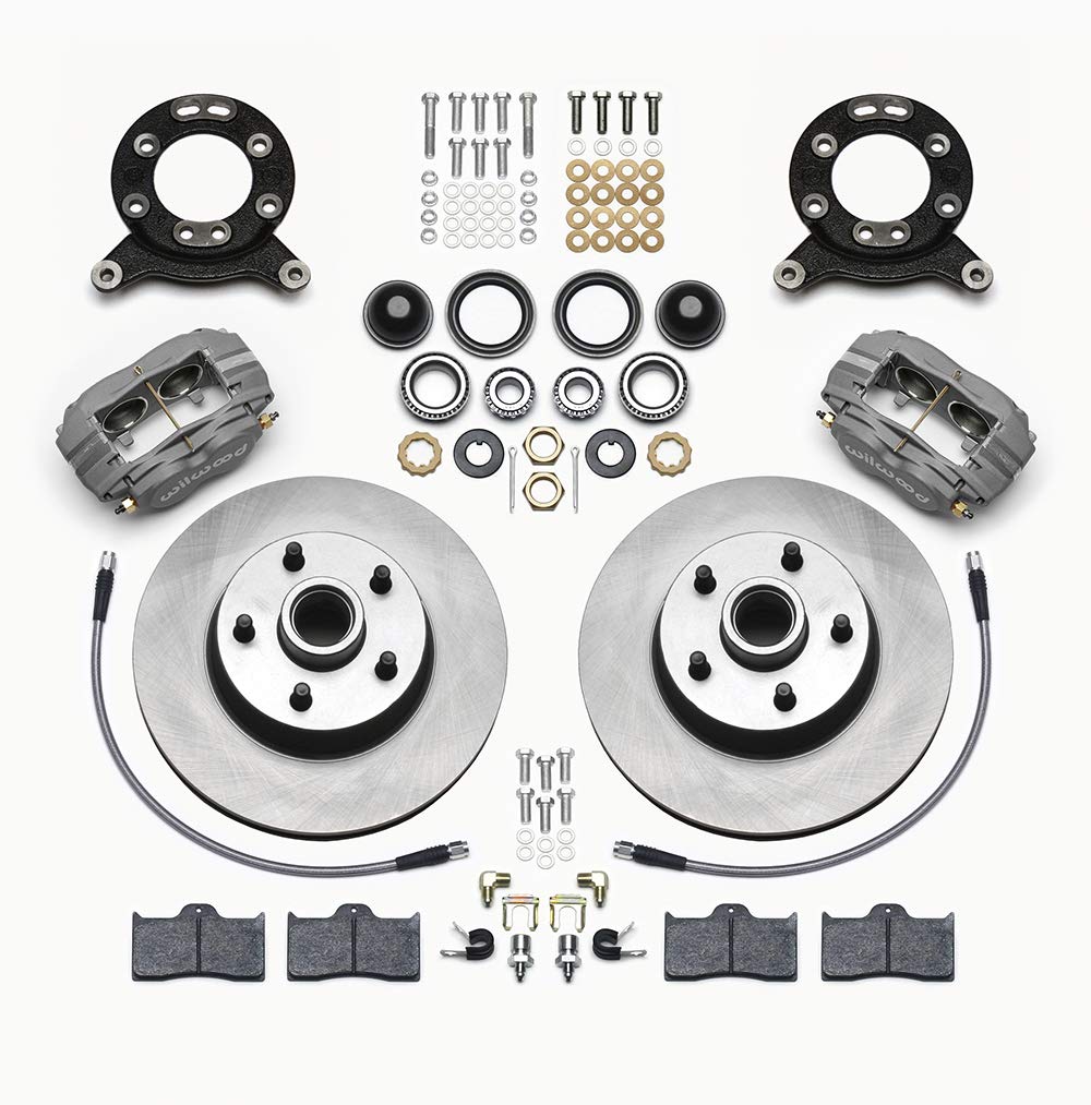Wilwood Brake System, Dynalite Classic Series, Front, 4 Piston Caliper, 11.30 in Solid Rotor, Offset, Aluminum, Gray, Various Ford 1965-70, Kit