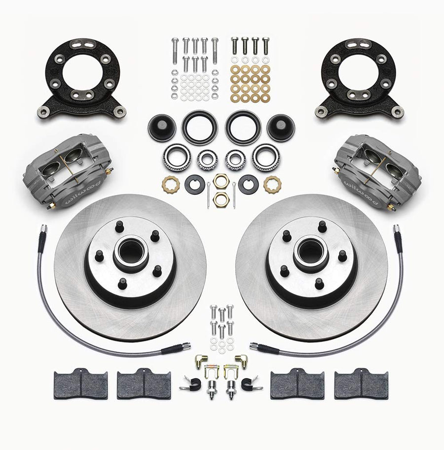Wilwood Brake System, Dynalite Classic Series, Front, 4 Piston Caliper, 11.30 in Solid Rotor, Offset, Aluminum, Gray, Various Ford 1965-70, Kit