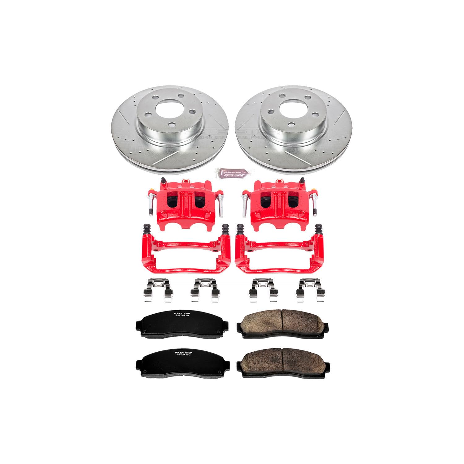 Power Stop 1-Click Brake Kit KC1923 with Powder Coated Calipers (Brake Pads, Drilled/Slotted Rotors) For Explorer Sport, Explorer Sport Trac, Ranger, Mazda B3, Mazda B3, Mazda B4000 [Model Specific]
