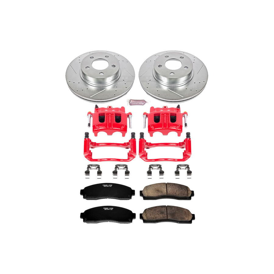 Power Stop 1-Click Brake Kit KC1923 with Powder Coated Calipers (Brake Pads, Drilled/Slotted Rotors) For Explorer Sport, Explorer Sport Trac, Ranger, Mazda B3, Mazda B3, Mazda B4000 [Model Specific]