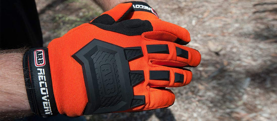 ARB Recovery Premium Winch Offroad Work Gloves Unisex, Cut and Impact Resistant, Hi-Vis Orange, All Purpose, Touch Screen Compatible, Adjustable Wrist Strap, Tactile Padded Palms, One Size Fits Most