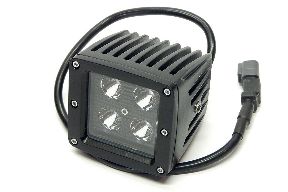 3" x 3" Southern Truck Black Face 16W Square LED Spot Light (DT Harness 79900/1,440 Lumens), Black Series