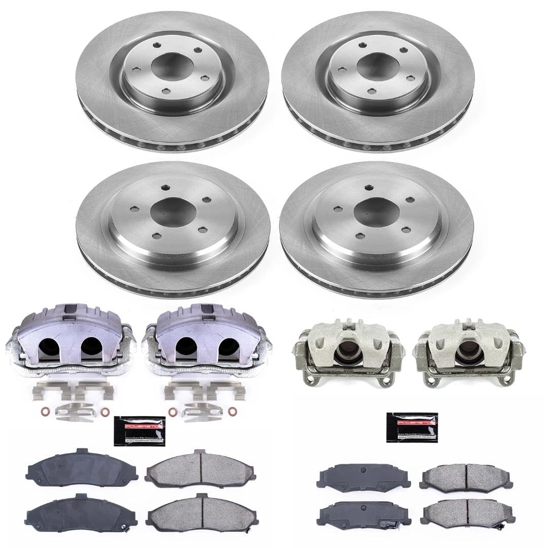 Power Stop KCOE1418B Replacement Autospecialty Front and Rear Caliper Kit-Rotors, Ceramic Brake Pads, Calipers For Chevrolet Corvette 2005-2013 [Model Specific]