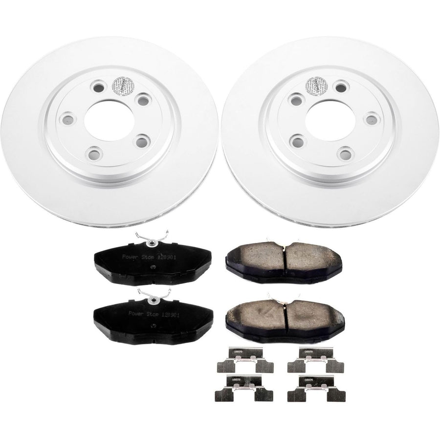Power Stop Coated Brake Rotor and Ceramic Brake Pads CRK3141- Rear For Jaguar S-Type 2003-2005, Jaguar Vanden Plas 2004, Jaguar XJ8 2004 [Model Specific]
