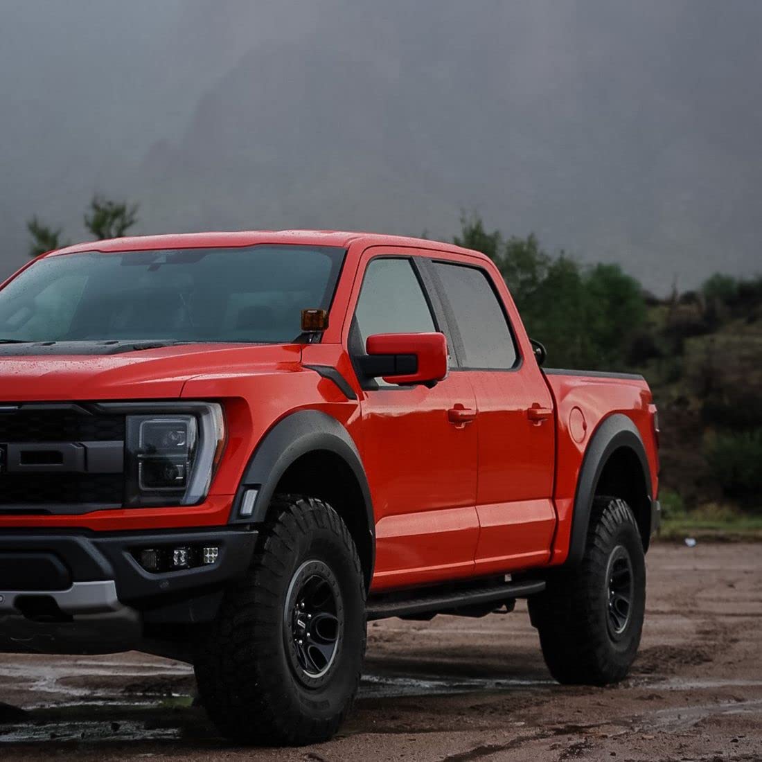 Rigid 46737 LED Light Mount Kit A-Pillar, Fits The 2021+ Ford 150 / Raptor, Kit Includes D-SS Pro Spot Lights with Amber and Black Covers