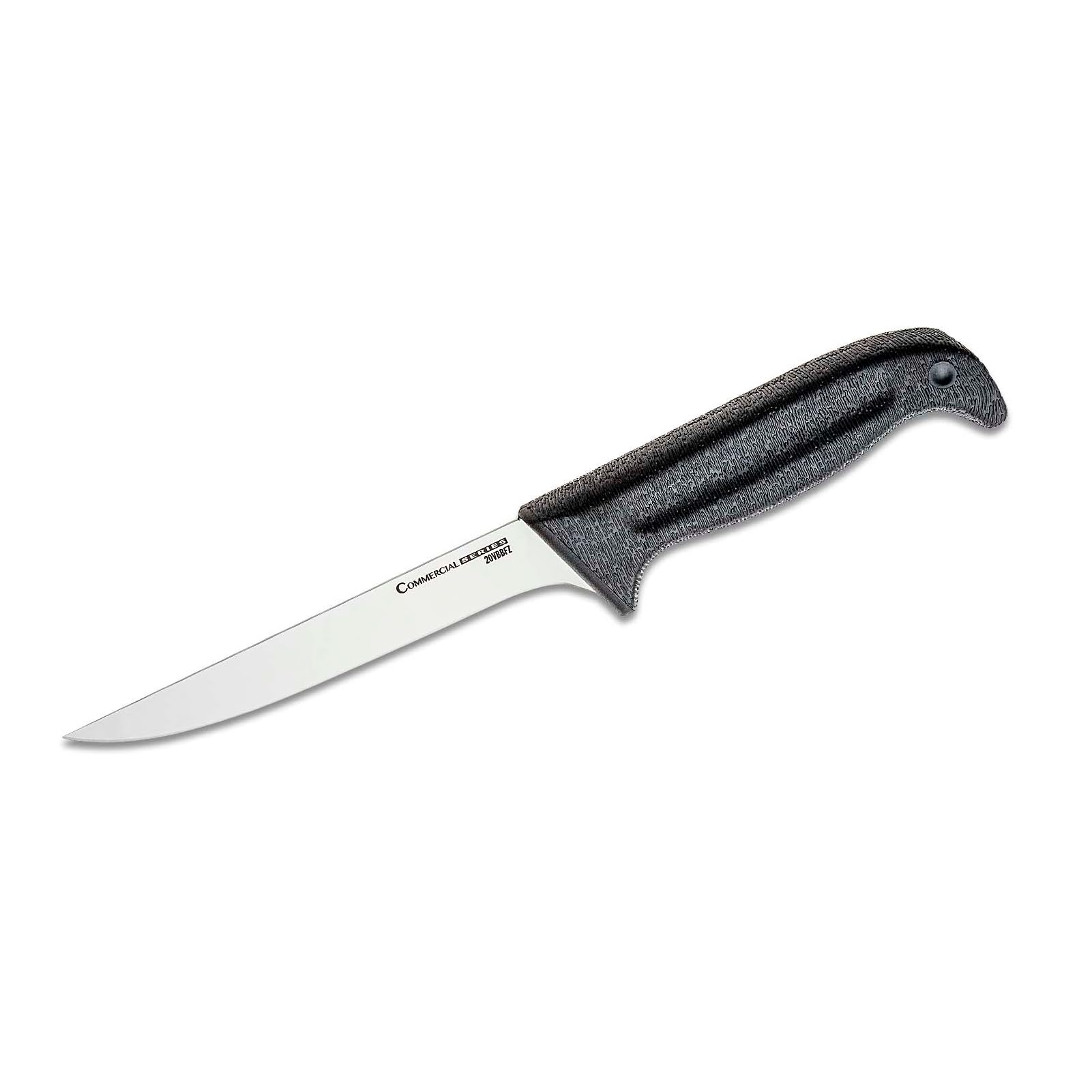 Cold Steel 6" Commercial Series Flexible German 4116 Stainless Steel Fixed Blade Narrow Straight Back Game & Fish Processing Cutting Boning Knife with Ergonomic Kray-Ex Handle