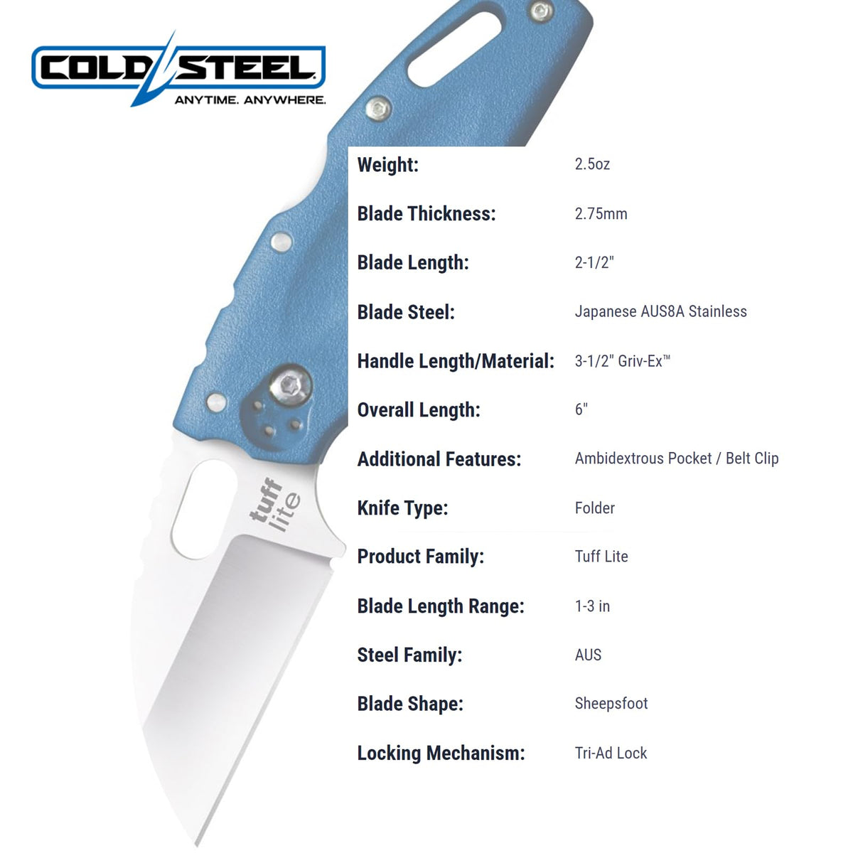 Tuff Lite Cold Steel Plain (Blue)