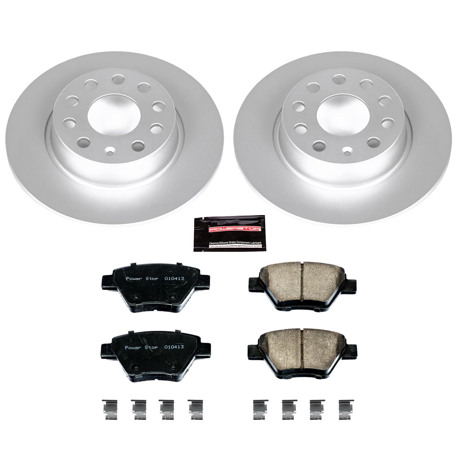 Power Stop Z23 CRK5667 Brake Kit For Audi A3, Audi A3 Quattro, VW Beetle, VW Eos, VW GTI, VW Golf, VW Jetta, VW Passat [Model Specific] Geomet Coated Rear