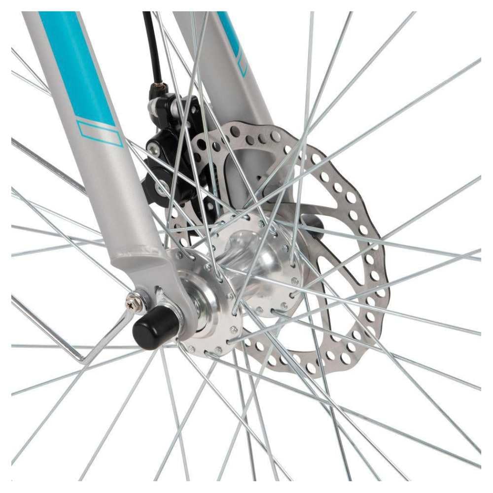 27.5” Huffy Everett + Electric Comfort Bike for Women, Aluminum Frame, Silver, Pedal Assist up to 20 mph