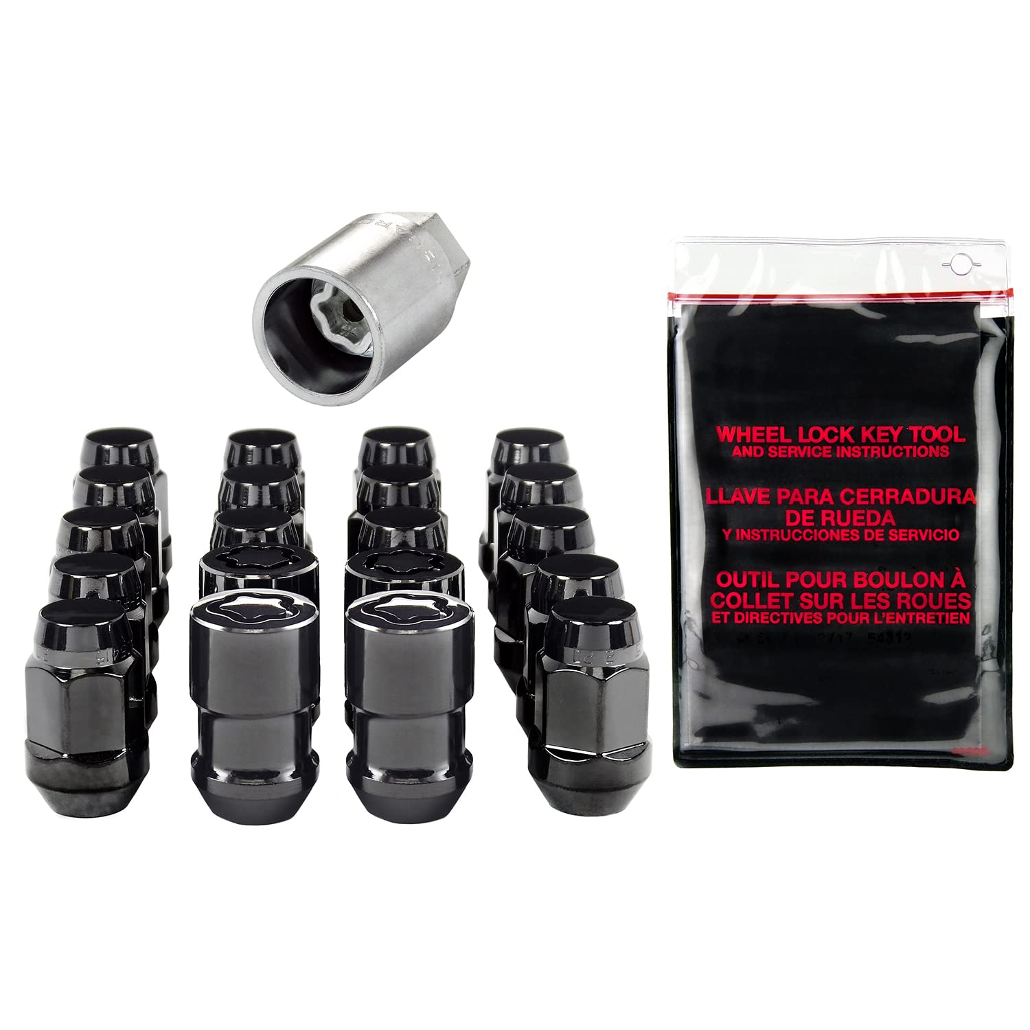 Bulge Style Cone Seat McGard 84538 Black (M12 x 1.5 Thread Size) Wheel Installation Kit for 5-Lug Wheels
