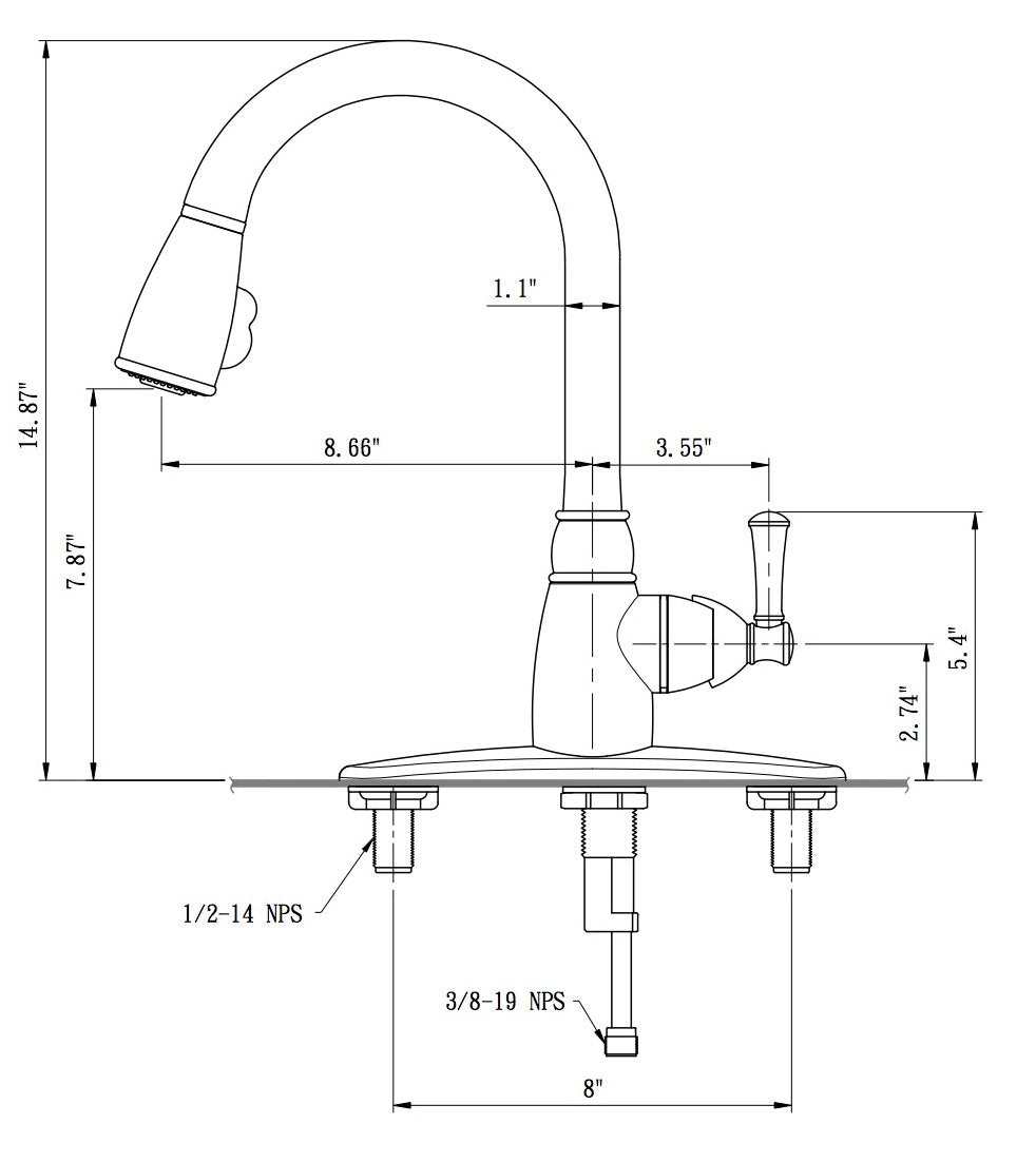 Dura Faucet RV DF-PK160-CP Non-Metallic Pull-Down Kitchen Sink Faucet (Chrome)