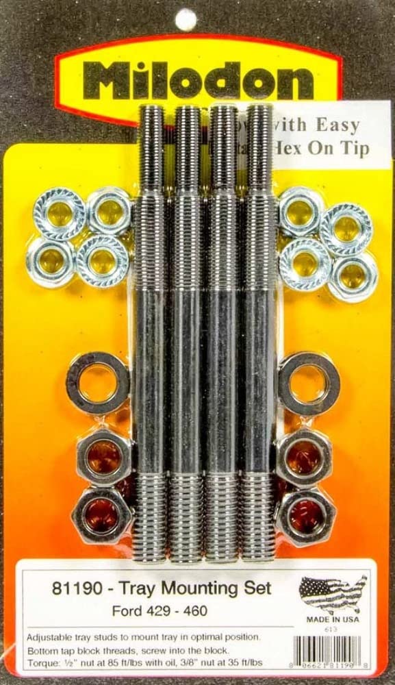 Milodon 81190 Windage Tray Stud Kit 1/2" 170,000 PSI Tinsile Strength for Big Block Chrysler 318