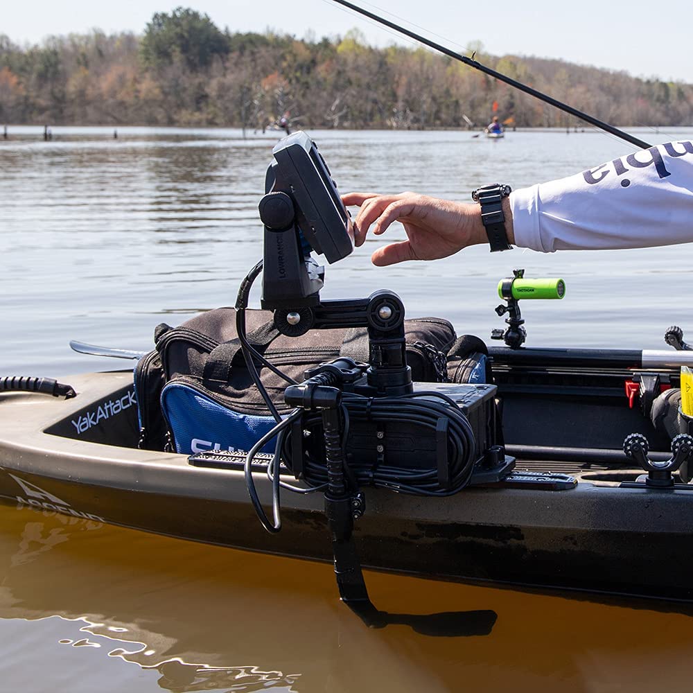 LockNLoad YakAttack Fish Finder Mount | Adjustable Kayak Track Mount System | Secure Sonar Holder for Garmin, Lowrance & Raymarine | Fits Most Kayak Rails | Accessories for Fishing Yak Attack