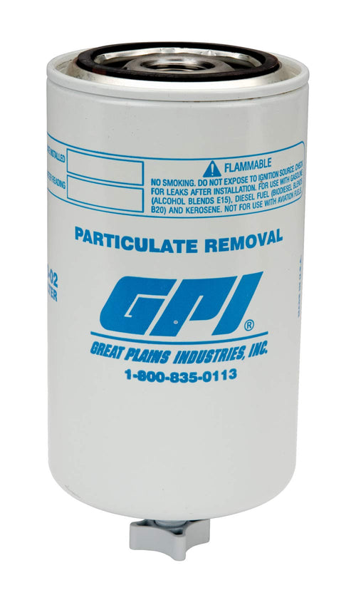 Particulate Fuel Filter GPI P-18-10-1-DC for use with Fuel Transfer Pumps up to 18 GPM (67 LPM), 10 Micron, 1-12 UNF Thread, Includes Draincock (GPI Genuine Accessory 129340-02)