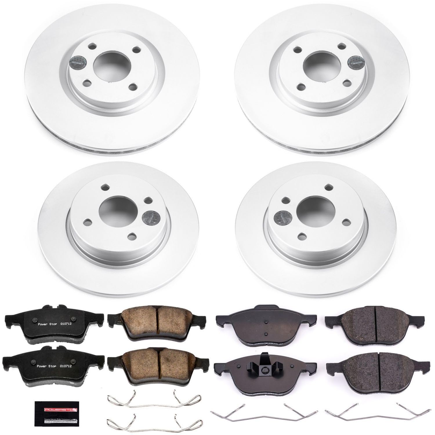 Power Stop Front and Rear CRK7910 Coated Brake Rotors and Z17 Ceramic Brake Pads Kit For Ford EcoSport 2018-2021 [Model Specific]