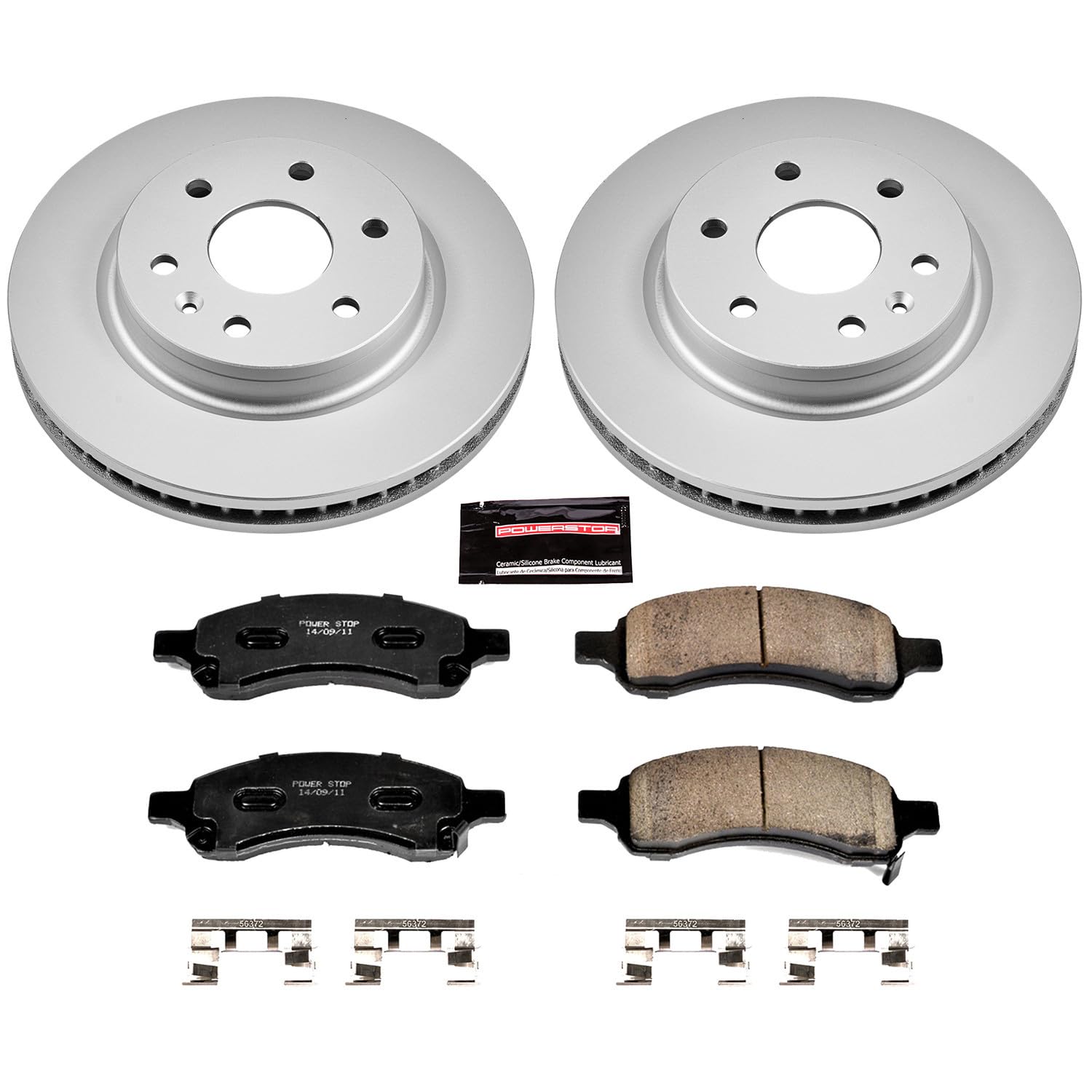 Power Stop CRK4657 Brake Rotor & Coated Ceramic Brake Pads- front For Buick Enclave, Chevrolet Traverse, GMC Acadia, GMC Acadia Limi, Saturn Outlook [Model Specific]