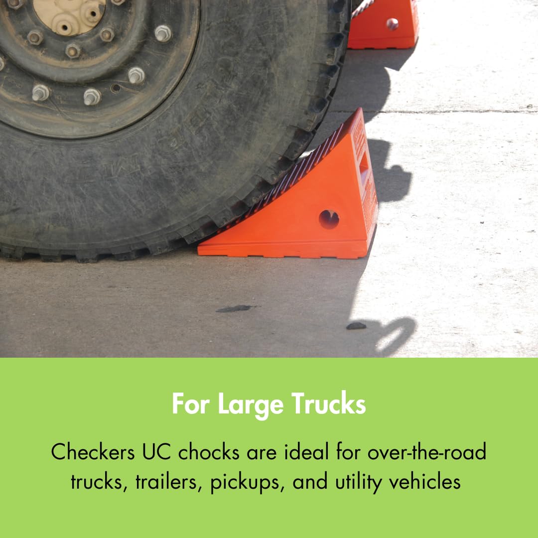 Checkers One Large Wheel Chock for Tires 32-46", Heavy Duty Wheel Chocks for Semi Trucks, Utility, Tractor Trailer, 70k lb Load Capacity, Made in The USA, Polyurethane, UC1500-6