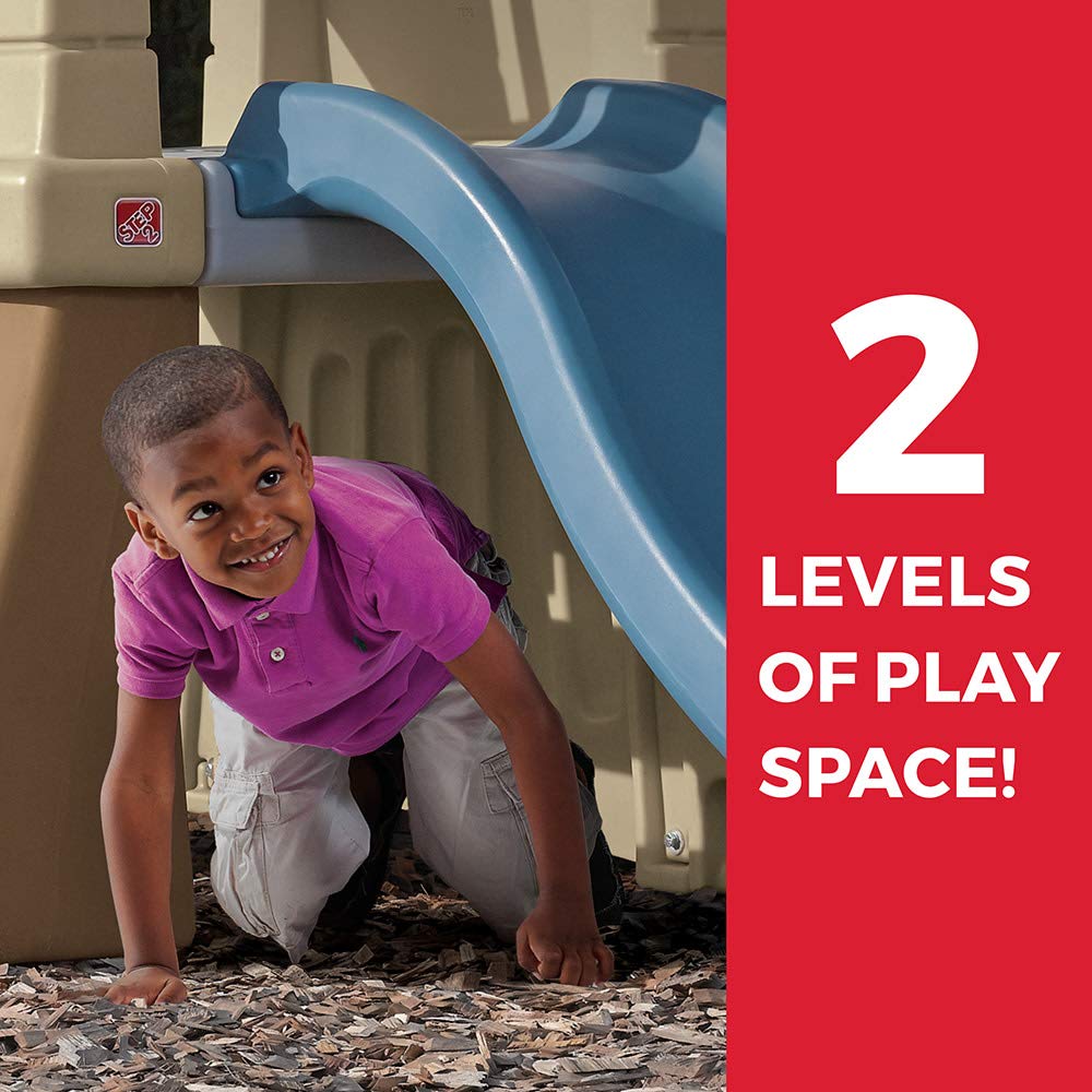 Step2 Play Up Gym Set for Kids, Backyard Slide, Outdoor Swing Set, Swings, Playhouse, & Crawl Space, Two Tier, Easy Set Up, Toddlers Ages 3-6 Years Old