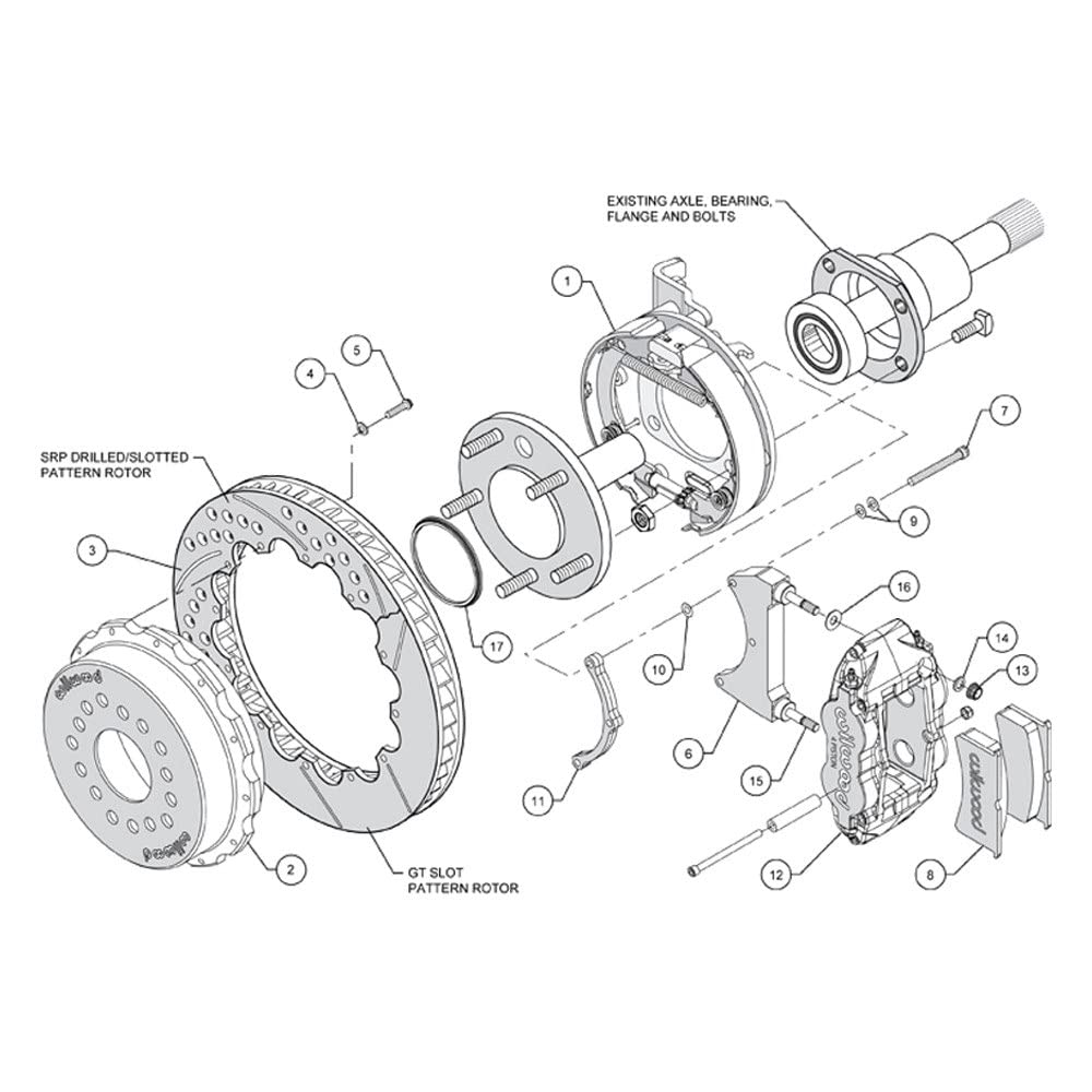 Rear P-Brk Kit, FNSL4R, 12.88", Drill, Zinc, Pol
