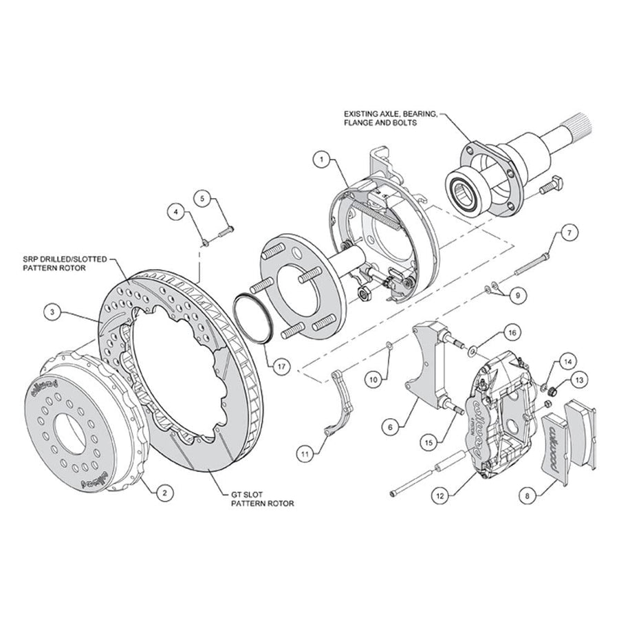 Rear P-Brk Kit, FNSL4R, 12.88", Drill, Zinc, Pol