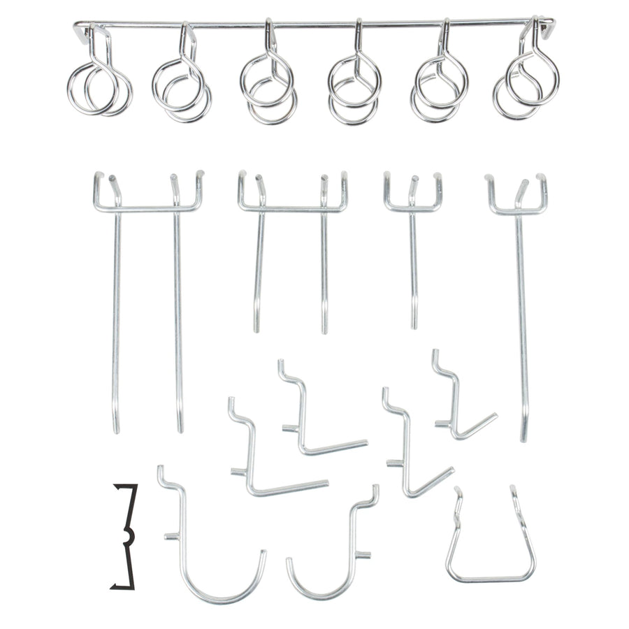 95pc Performance Tool W5160 Pegboard Metal Hook & Organizer Assortment | Pegboard Double Arm Hook, Single Arm Hooks, U-Hooks, V-Hooks L-Angled hook | Ideal for Home, Shop, Garage, Craft Room & Office