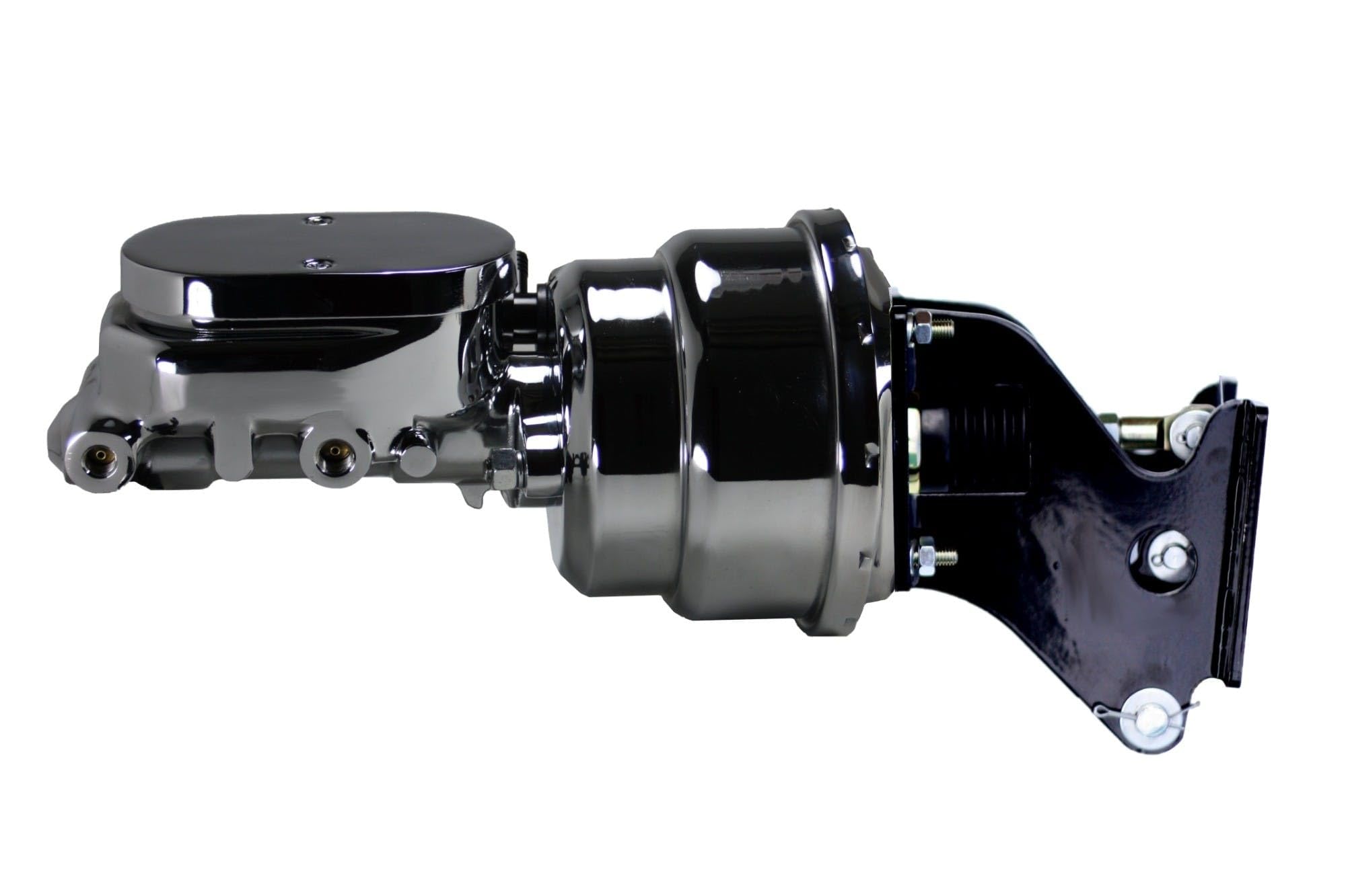 7 Inch LEED BRAKES Dual Power Booster, 1-1/8 Inch Bore Flat Top Master (Chrome)