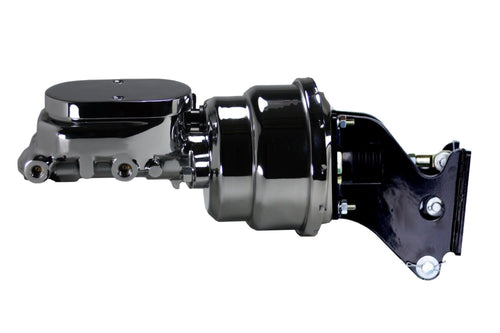7 Inch LEED BRAKES Dual Power Booster, 1-1/8 Inch Bore Flat Top Master (Chrome)
