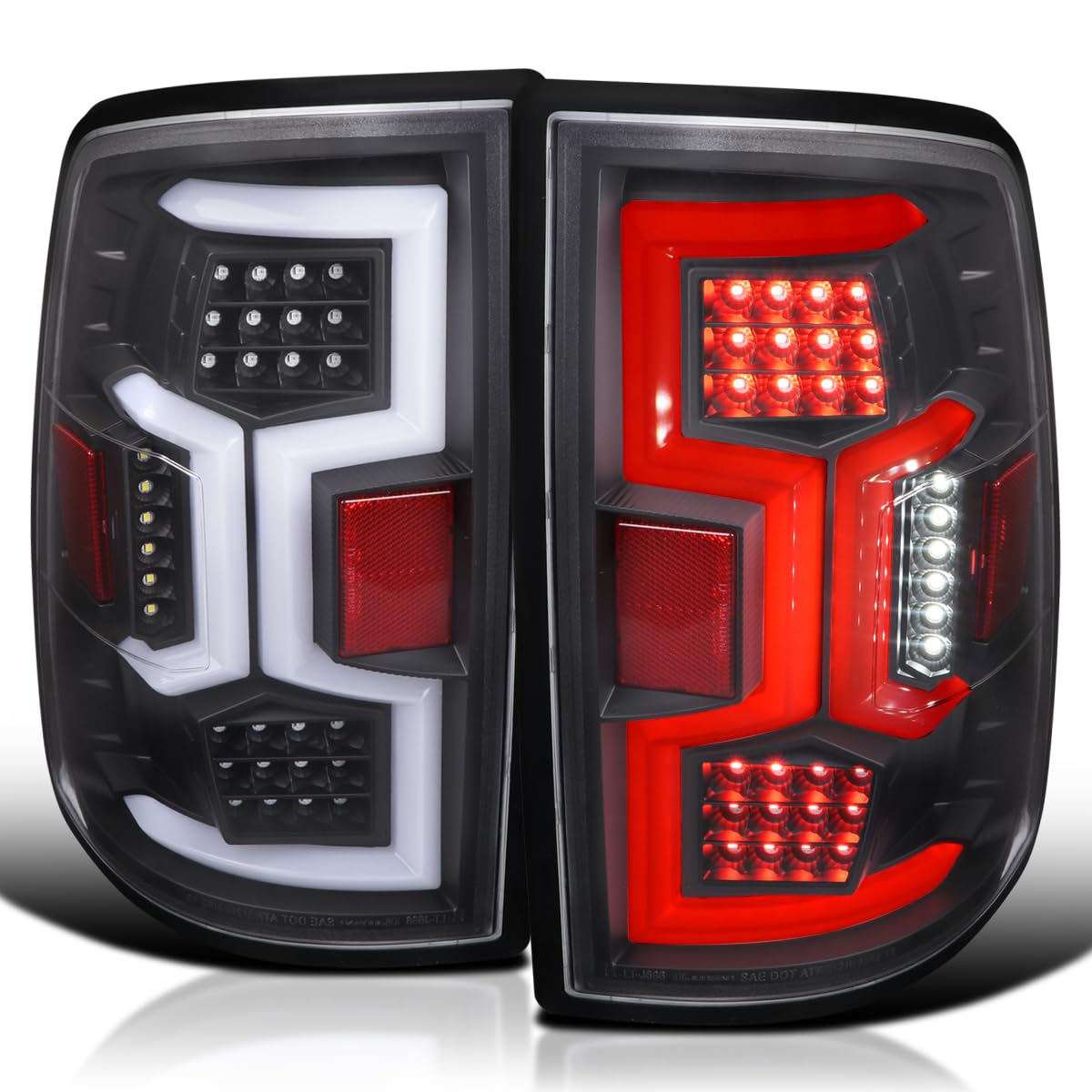Black Tail Lights SPEC-D TUNING w/Fiber Optic Sequential LED Turn Signal Lights Compatible with 2019-2024 Dodge Ram 2500/3500