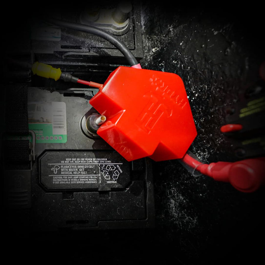 Hydra Multi Connection Battery Terminal Cover - T-H Marine Battery Terminal Protector Insulator Cap for Hydra Battery Terminal Multiplier - Red (3-Post Cover)