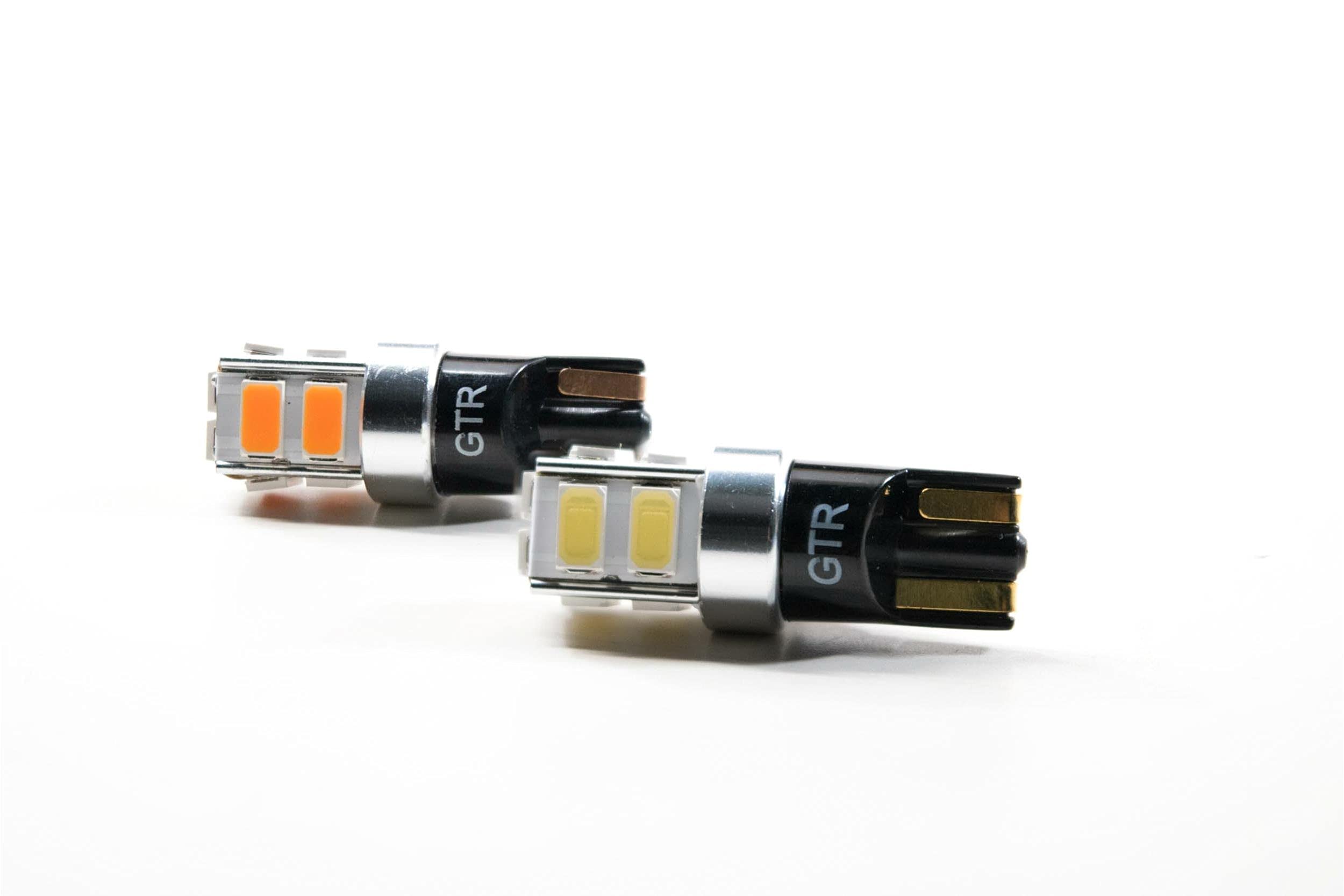 GTR Lighting Amber LED Bulb, 10-Chip Canbus Compatible T10/194, Universal Upgrade Interior & Exterior Applications Map Lights, Dome Lights, Side Markers, Plug and Play Replacement, (1x GTR.LED310)