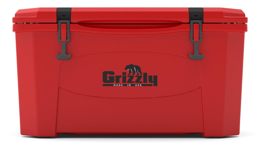 45 Cooler Grizzly | 45 qt Ice Chest Durable Rotomolded Insulated | Made in The USA | Warranty for Life | for Beach Boat Camping Fishing Hunting | G45 | Red