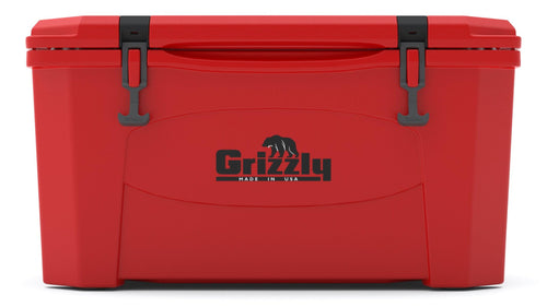 45 Cooler Grizzly | 45 qt Ice Chest Durable Rotomolded Insulated | Made in The USA | Warranty for Life | for Beach Boat Camping Fishing Hunting | G45 | Red