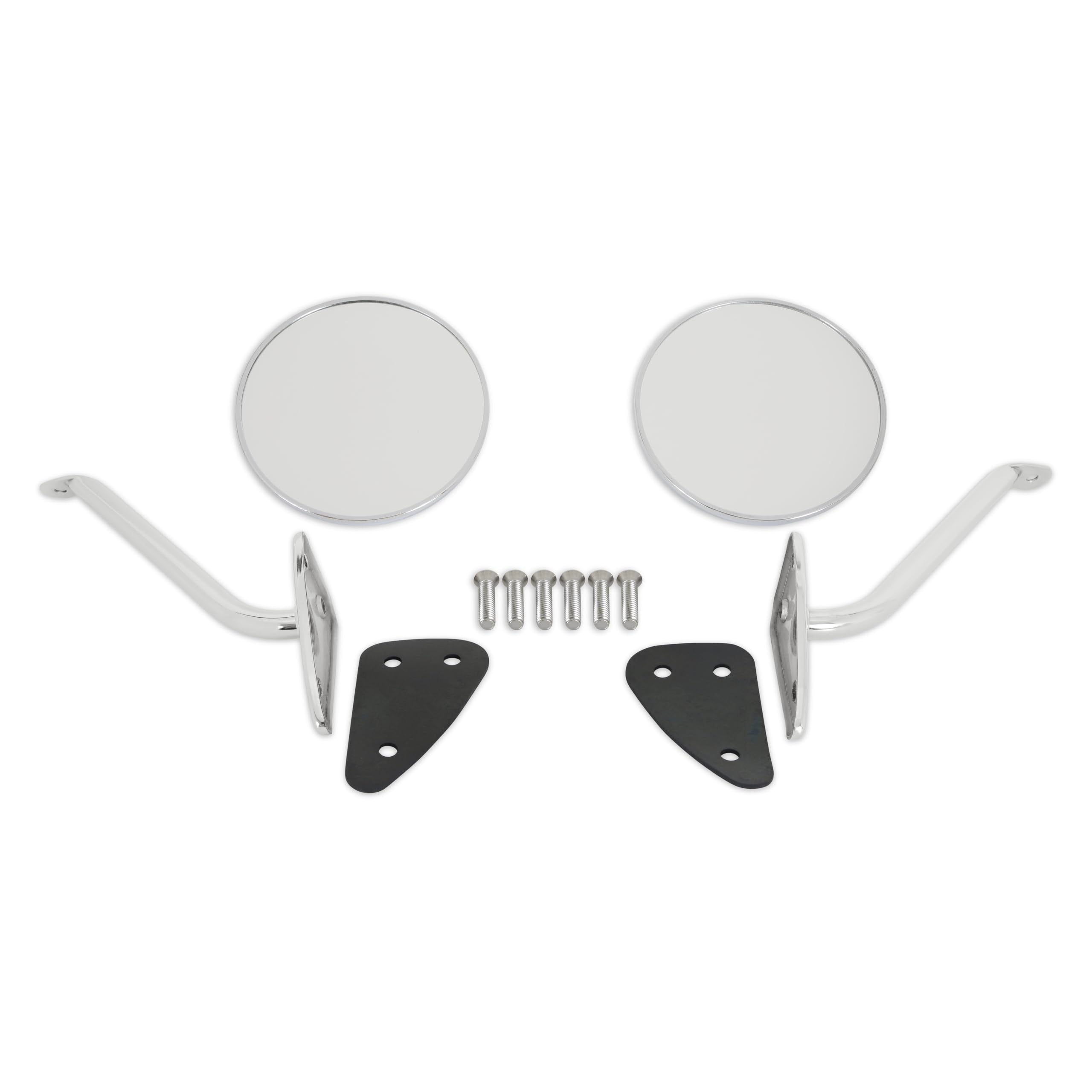 Complete Brothers Trucks Mirror Set-Stainless/Chrome-Round/Smooth - Pair COMS3SM