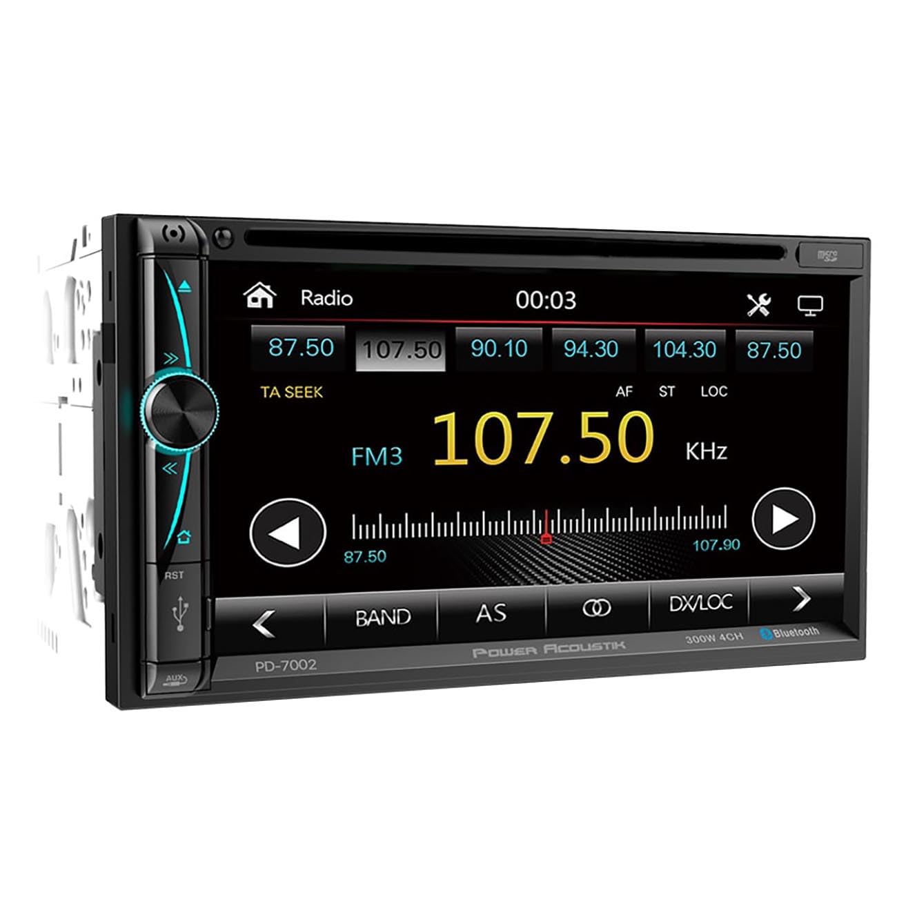 PD-7002 Power Acoustik, 7 Inch Double Din Car Stereo, Touchscreen Radio Bluetooth DVD/CD MP3 Receiver, Car Audio 2 Way Android Mirrorlink