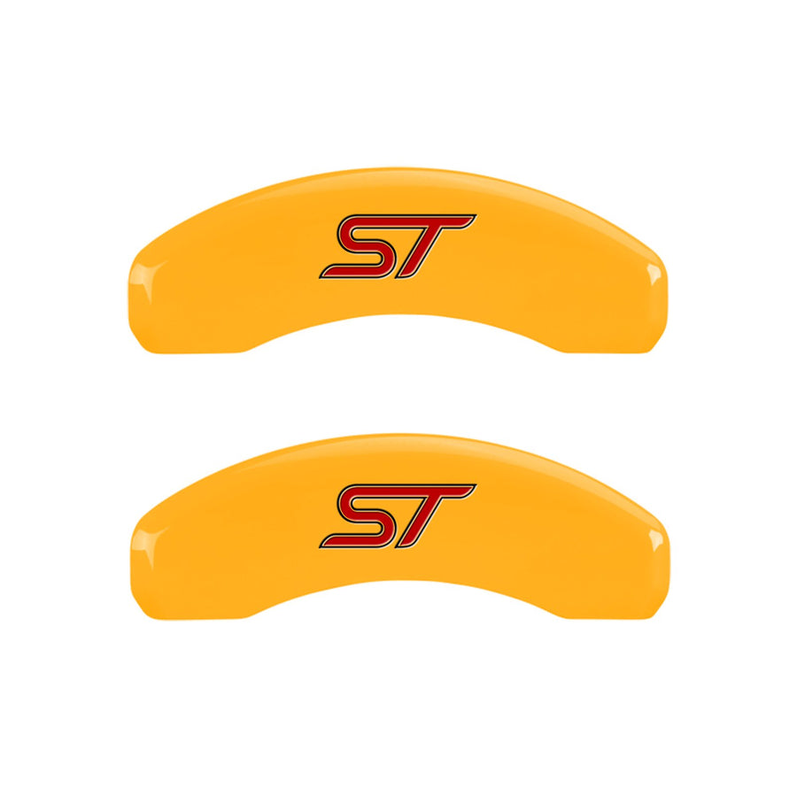 Caliper Covers MGP 10119SST1YL, Set of 4 (Yellow Engraved Front and Rear: No Bolts/St Powder Coat Finish Black Characters)