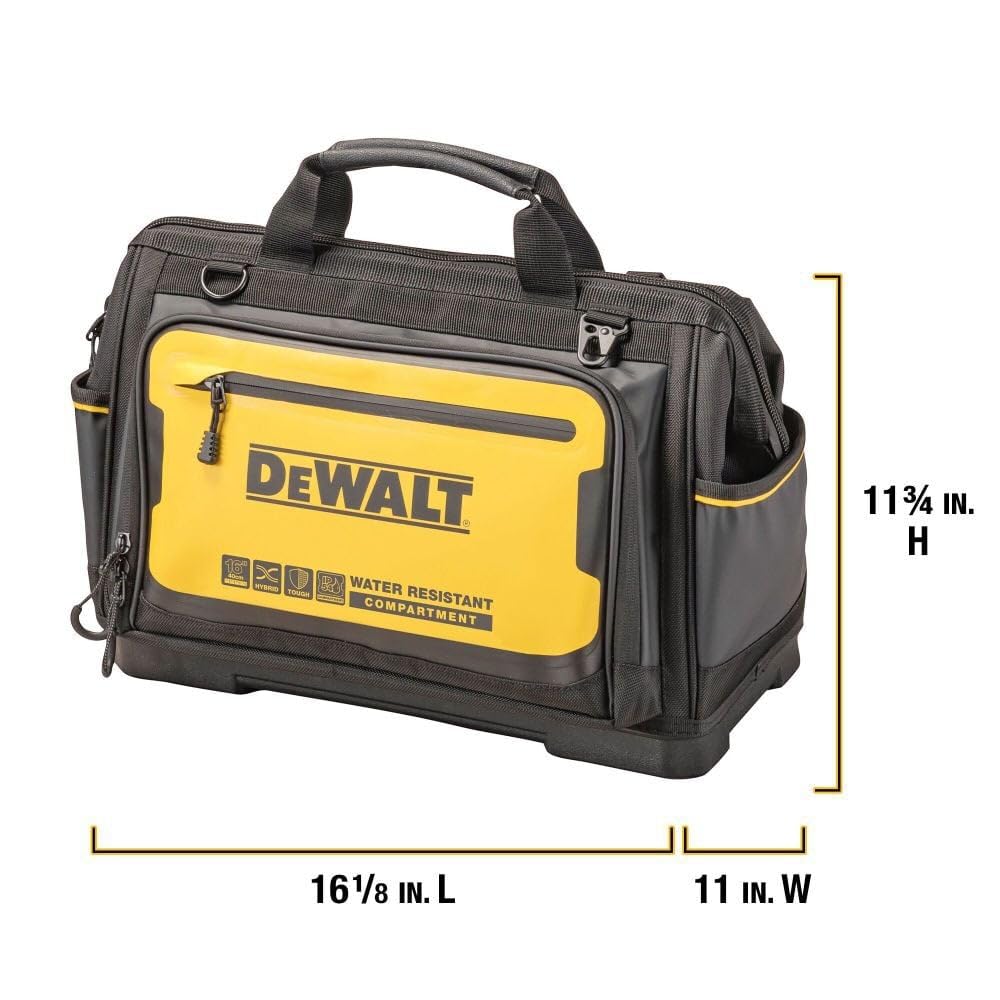 DEWALT 16-inch Tool Bag, Water Resistant, Hard Bottom, Professional Tool Tote (DWST560103)