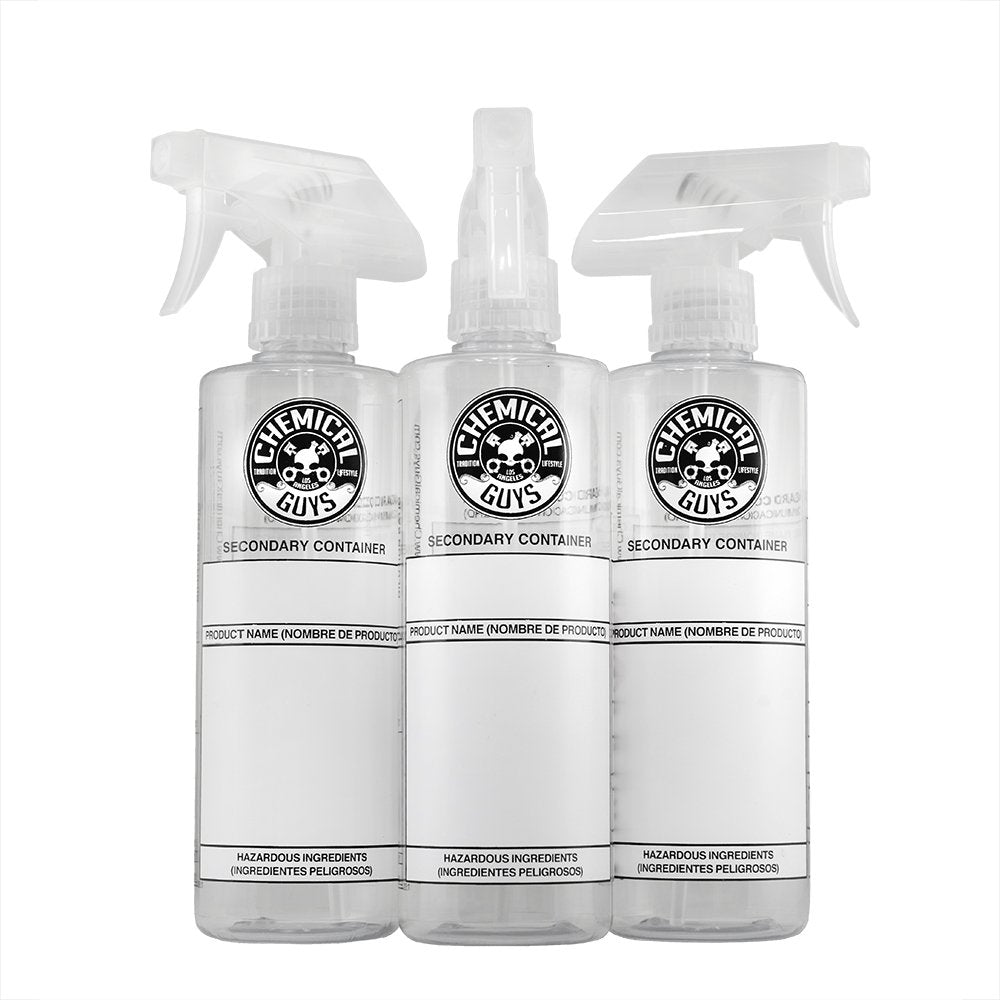 Chemical Guys ACC137 Dilution Bottle Secondary Container with Natural Sprayer, 3 Pack, 16 oz, White