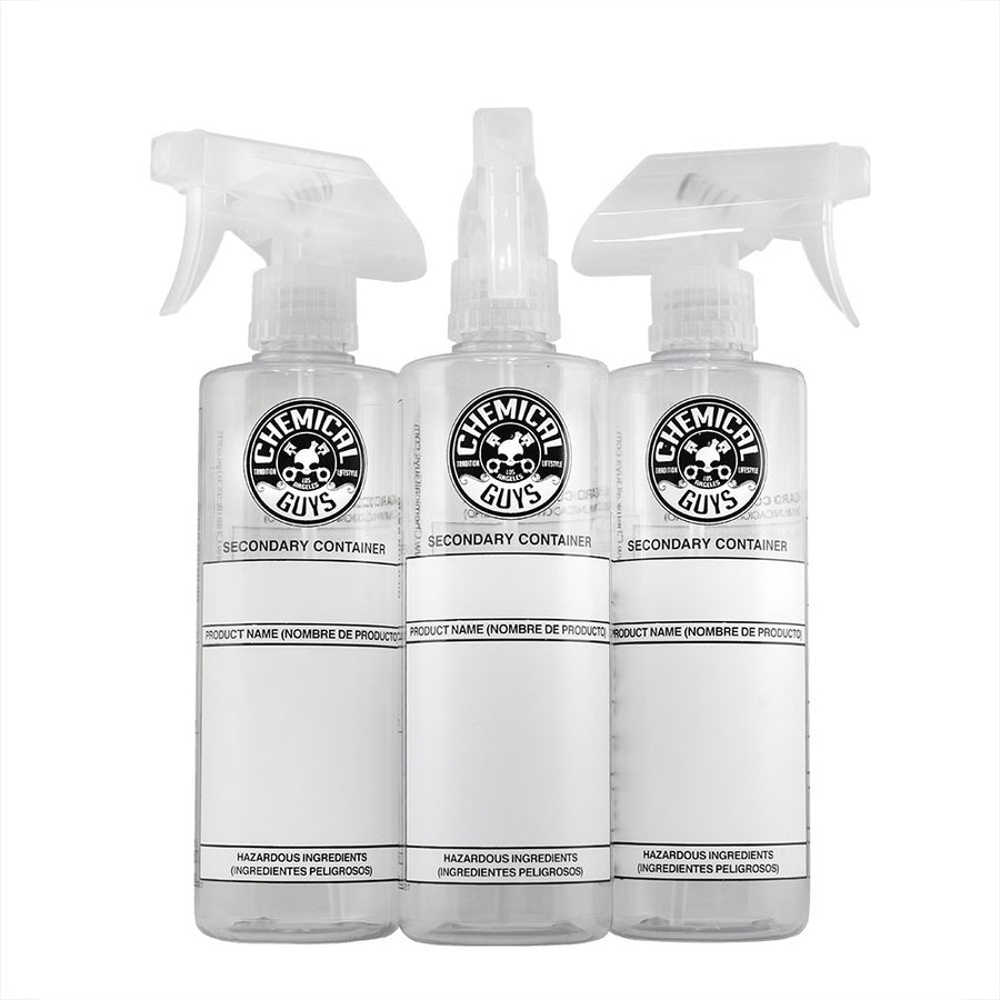 Chemical Guys ACC137 Dilution Bottle Secondary Container with Natural Sprayer, 3 Pack, 16 oz, White