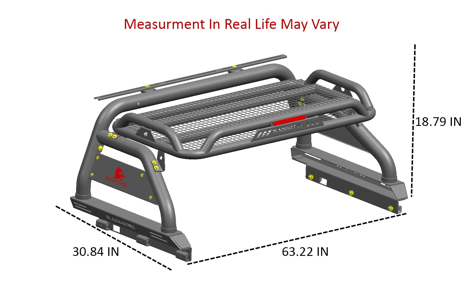 Atlas Roll Bar Black Incl. Set of 5.3" Dia.Led Lights w/Red Trim Rings Compatible with 2019-2022 Ford Ranger-ATRB8BK-PLFR