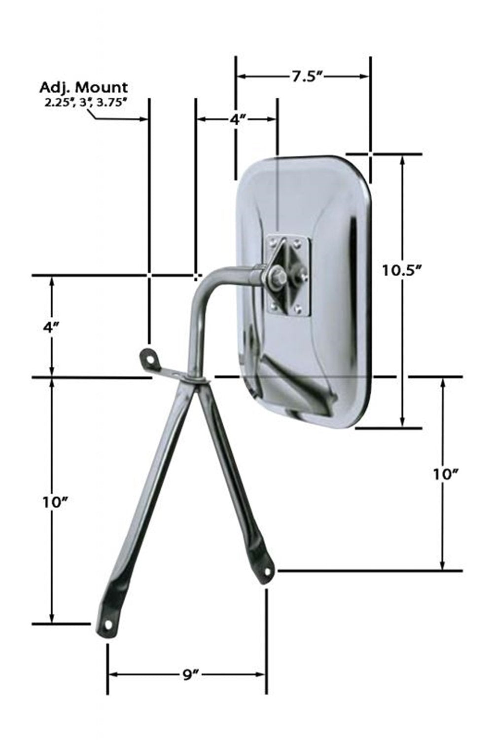 CIPA Low Mount OE Style Chrome Side View Mirror