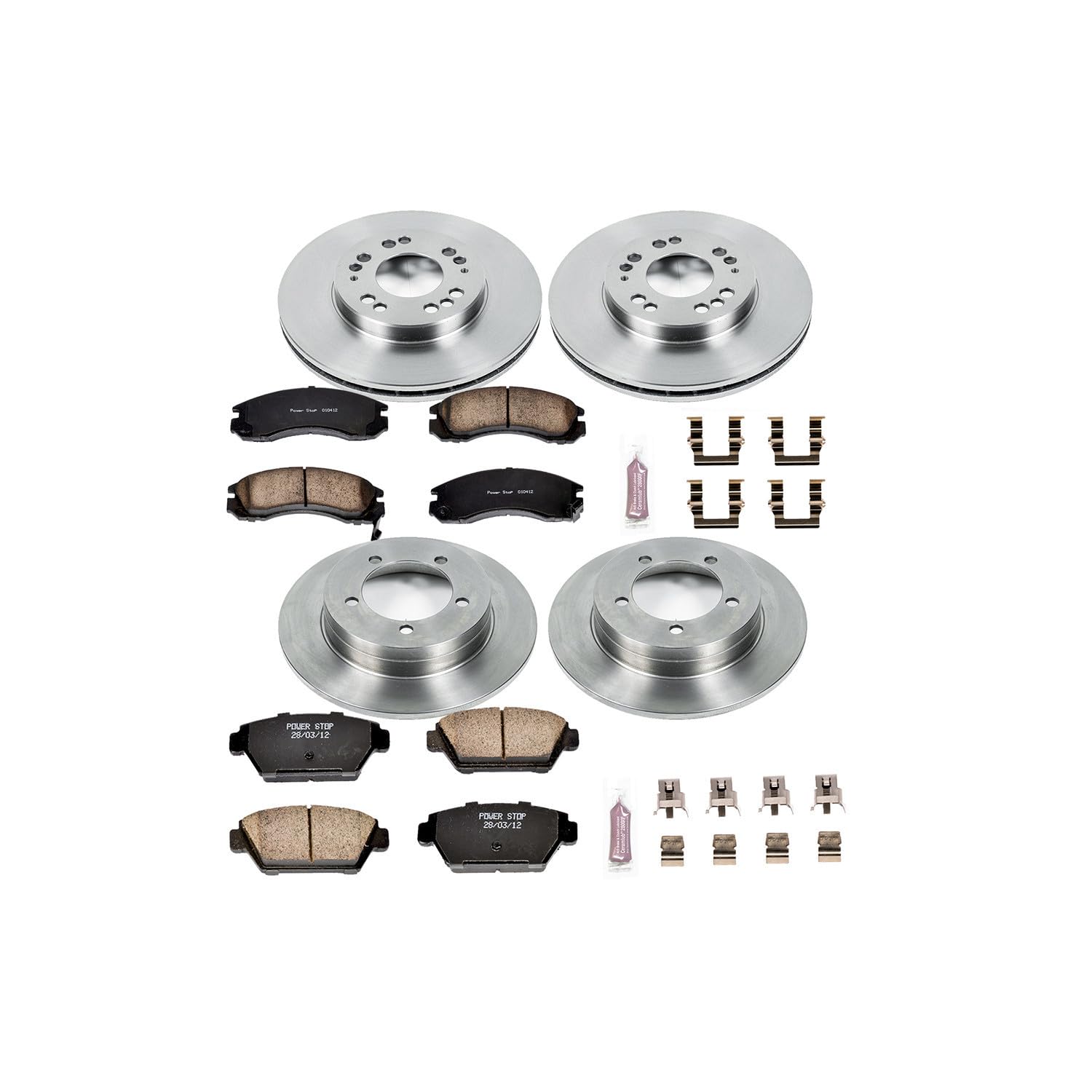 Power Stop Autospecialty KOE799 Front and Rear Replacement Brake Kit-OE Brake Rotors & Ceramic Brake Pads