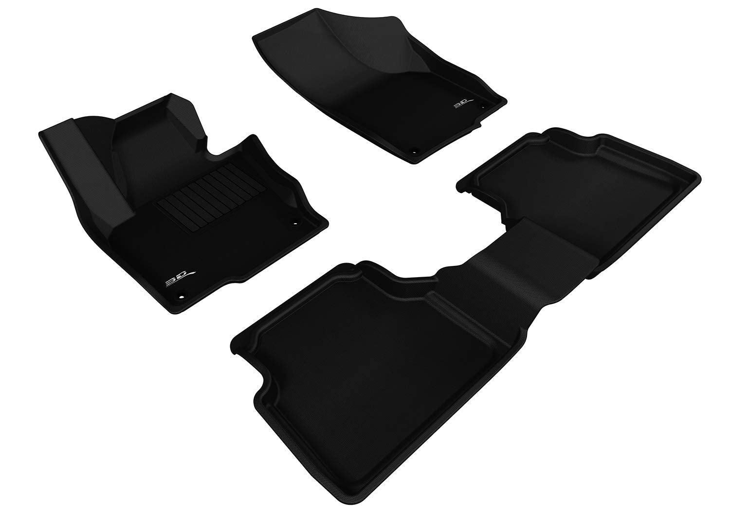 3D MAXpider All-Weather Floor Mats for Volkswagen Tiguan 2009-2017 / Tiguan Limited 2018-2019 Custom Fit Car Floor Liners, Kagu Series (1st & 2nd Row, Black)