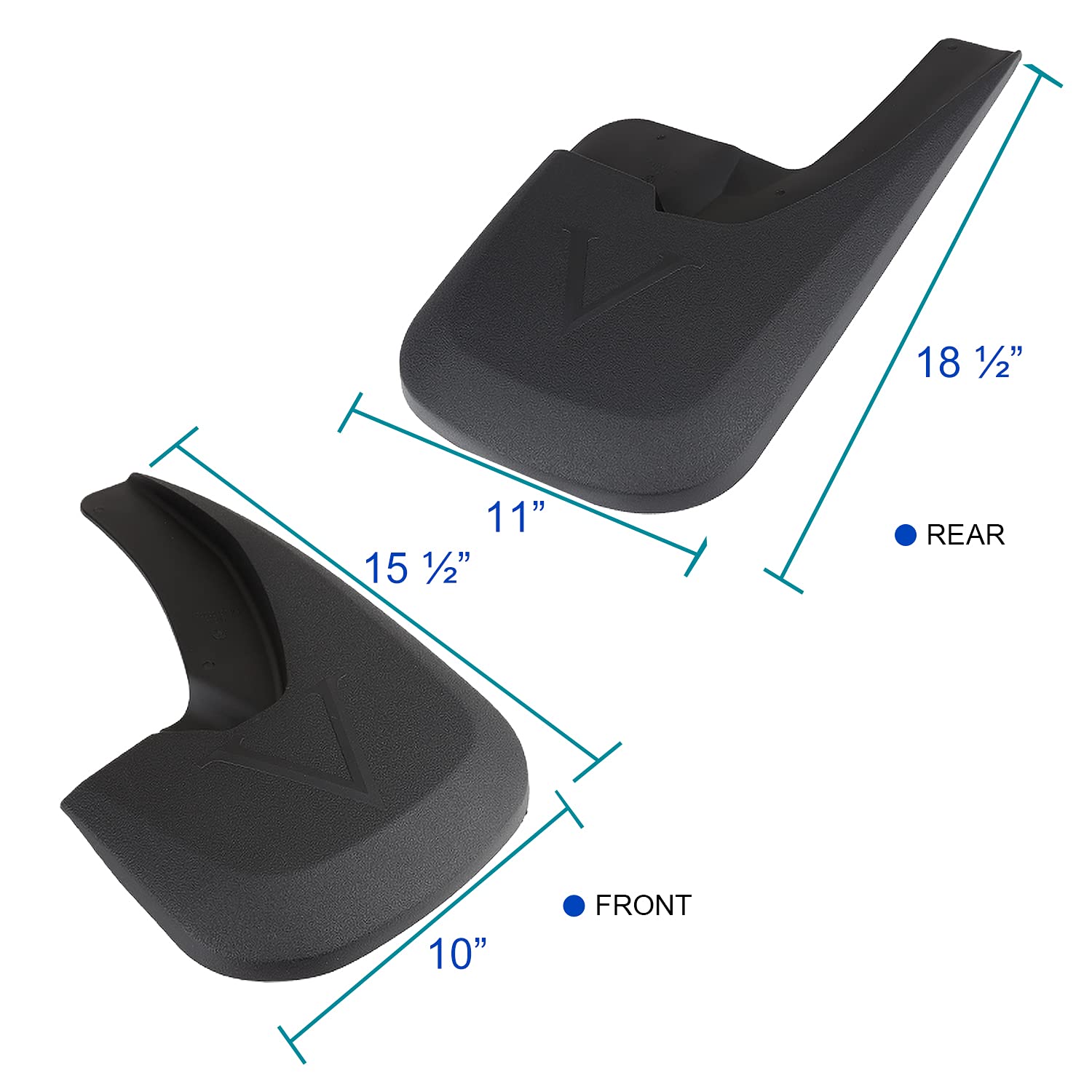 4PC Spec-D Tuning Splash Guard Mud Flaps w/Wheel Lip Set Front + Rear Compatible with Dodge Ram 1500 2500 3500 2009-2018