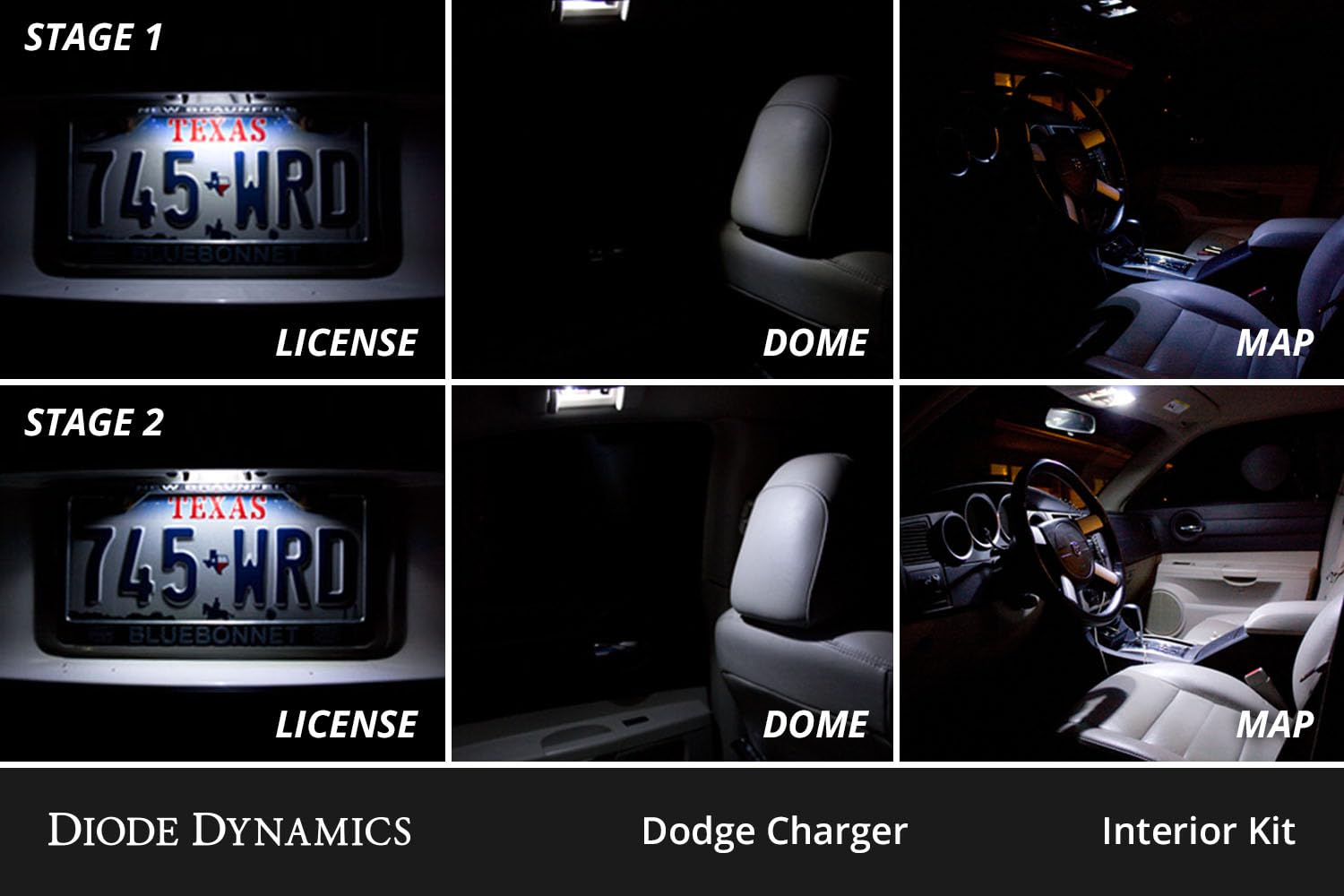 Diode Dynamics interior bulb pack LED compatible with Dodge Charger 2006-2010, Stage 1