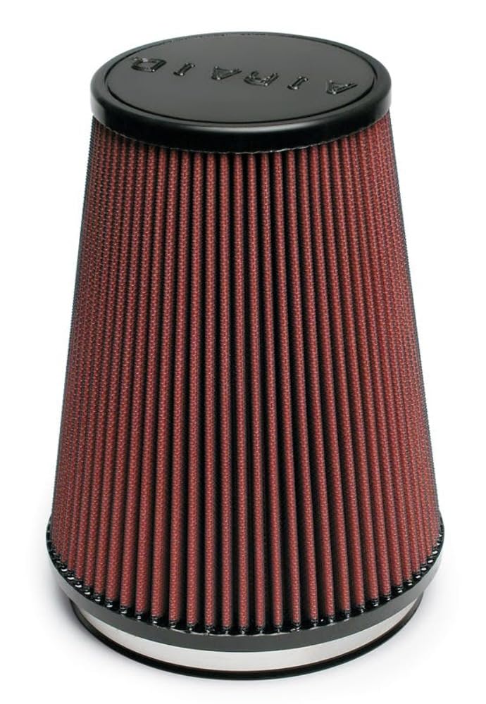 Airaid Universal Clamp-On Air Filter 701-469: Round Tapered; 6 Inch (152 mm) Flange ID; 9 Inch (229 mm) Height; 7.25 Inch (184 mm) Base; 5 Inch (127 mm) Top