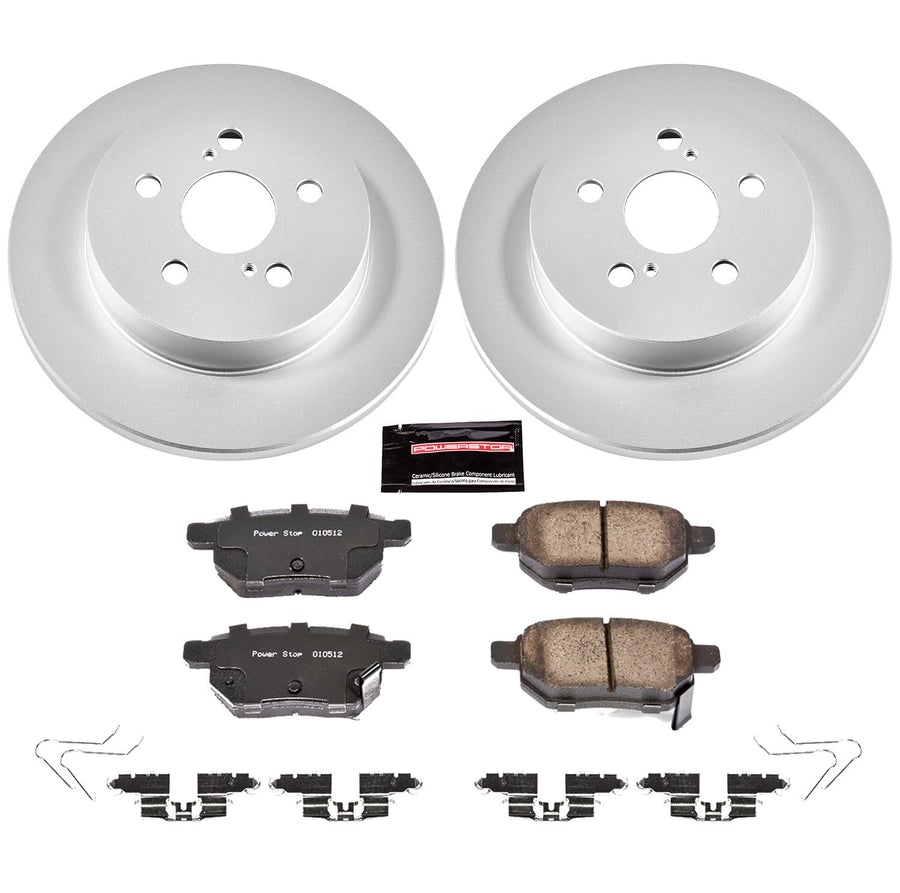 Power Stop CRK5503 Brake Rotor & Coated Ceramic Brake Pads- rear For Lexus CT200h 2011-2013, Toyota Prius 2010-2022, Toyota Prius Plug-In 2012-2015 [Model Specific]